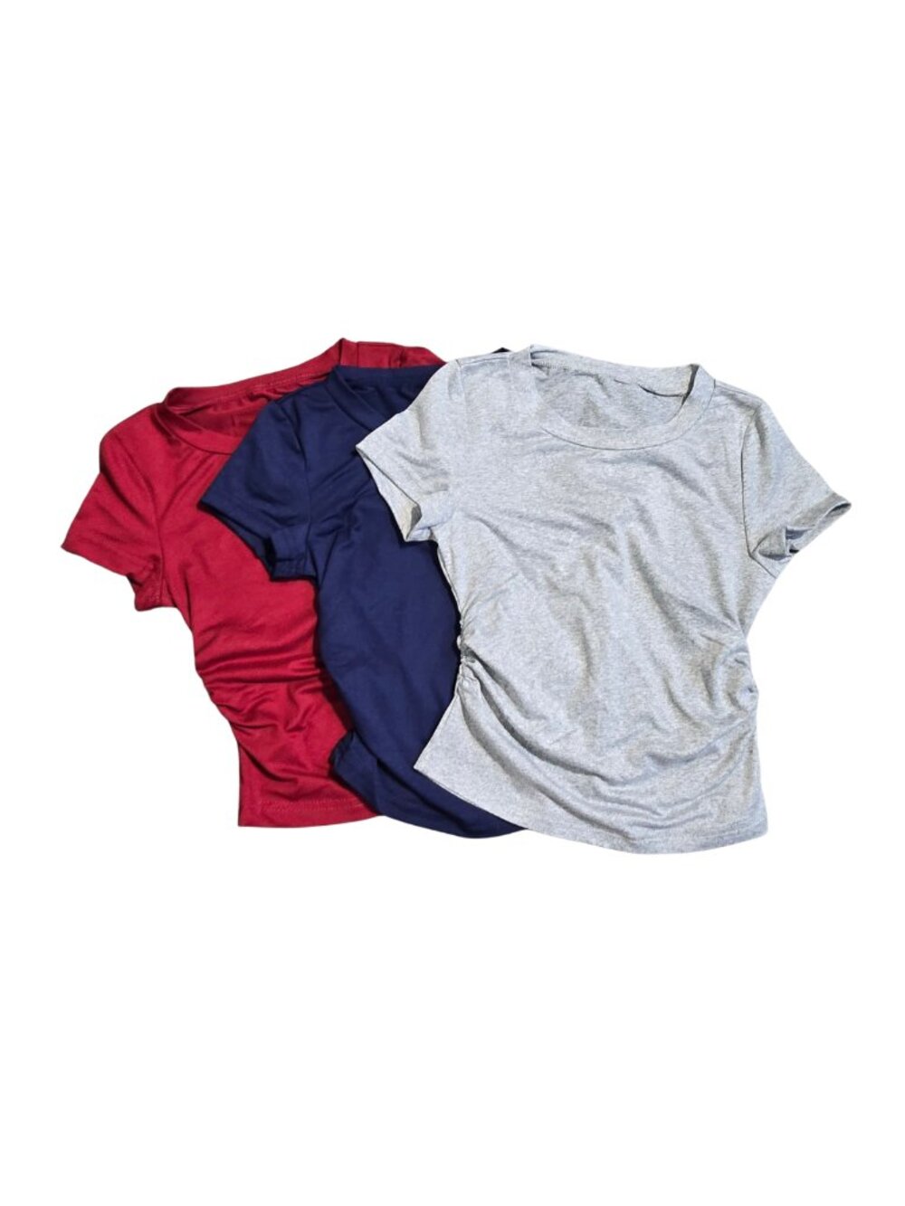 NWOT Girls Side Ruched Short Sleeve Crew Neck T-Shirt 3 Pack Set Size 8Y